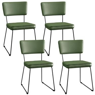 Imagem de Kit 4 Cadeiras Decorativa Estofada Sala De Jantar Base Aço Allana L02 Facto Verde Musgo - Lyam Decor