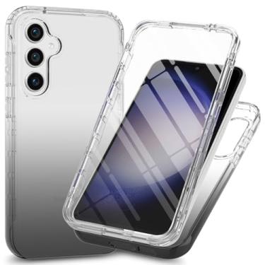 Imagem de Capa transparente de proteção total de 360° com protetor de tela integrado para Samsung Galaxy A55 5G, capa fina de TPU e PC, bordas elevadas, aderência antiderrapante, design de camada dupla à prova