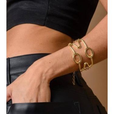 Imagem de Pulseira Bracelete Feminino Inspiração Thassia Naves Elo Português Fol