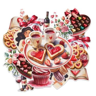Imagem de 12 peças - adesivos de dia dos namorados de 7,6 cm, adesivos vermelhos dos namorados, rosas, adesivo de chocolate, presente romântico de coração, namoradas, esposa, adolescentes, adultos decoração