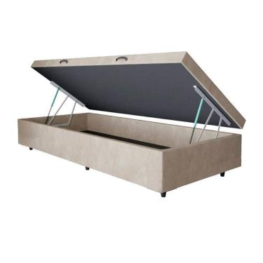 Imagem de Base Cama Box Bau Solteiro Bege Suede Premium 47x88x188 - Santo Box FR