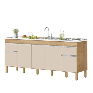 Imagem de Balcão Natal 5 Portas Para Pia De 2 Mt Amêndoa Off White - MILANI MOVE