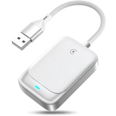 Imagem de Adaptador CarPlay sem fio atualizado 2025 para Apple iPhone, converte adaptador de carro com fio em sem fio, conexão automática, tamanho mini, compatível com carros de 2016 e iOS 10+