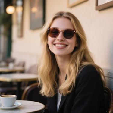 Imagem de Óculos de sol femininos com armação redonda, armação de resina, leve, proteção UV, design elegante, Marrom