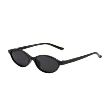 Imagem de Óculos de sol retrô Cat Eye feminino, proteção UV400, armação oval leve para dirigir, viajar, uso diário, Preto