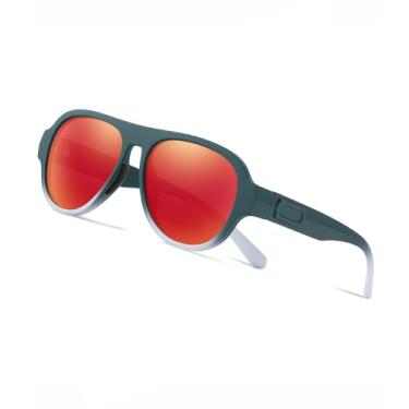 Imagem de Óculos de sol masculinos polarizados óculos de sol modernos esportivos óculos escuros legais corrida pesca SY6118, Armação verde-branca | Lente espelhada vermelha, Large
