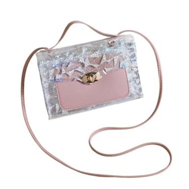 Imagem de Bolsas mensageiro femininas PU quadrado transparente transversal (rosa), rosa