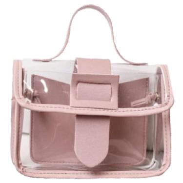 Imagem de Bolsa transversal transparente para mulheres com alça de ombro ajustável para shows e festivais esportivos, rosa, Small, Rosa