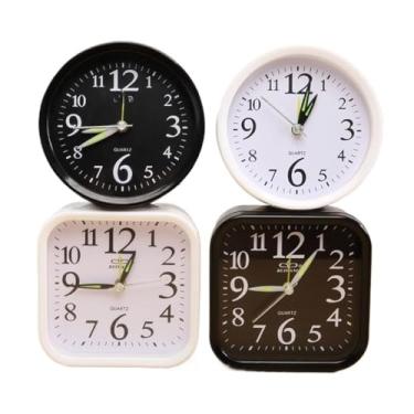 Imagem de Despertador de Cabeceira Redondo e Quadrado - Relógio Analógico com Função Snooze | Despertador Silencioso para Quarto e Escritório (Branco Quadrado)