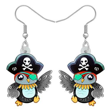 Imagem de Brincos de coruja de chapéu de pirata de acrílico com pingente de joia de animal para mulheres, acessórios de lembrancinha de festa, presentes e berloques, Medium, Acrílico, Sem pedra preciosa