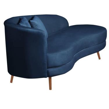 Imagem de Chaise Longue Divã Emili Em Madeira De Reflorestamento 160cm Veludo Speciale Home Azul