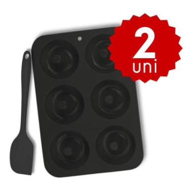 Imagem de Forma de Silicone Mini Donuts Espátula Pão Duro 21cm  Antiaderente, Fl