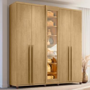 Imagem de Guarda-Roupa Casal 6 Portas com LED e Vidro Reflecta 3 Gavetas Austria