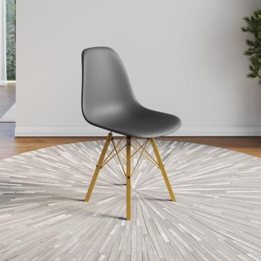 Imagem de Cadeira Eames Estilo Moderno Em Ferro Dourado Com Assento Cinza