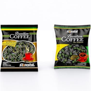 Imagem de Kit com 2 Pacotes de Bala de Café Florestal – 1 Bala Dura + 1 Bala Macia Brazilian Coffee – 500g Cada (1kg Total)