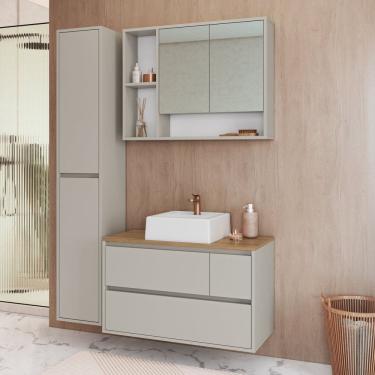 Imagem de Conjunto para Banheiro 108cm com 3 Peças Gabinete Suspenso com Cuba Belarus Arenas