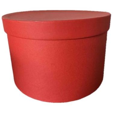 Imagem de Caixa de Presente Redonda Cartonada 17,5x14cm e 24x15cm ideal para presentes, doces, lembrancinhas celebrações elegantes e apresentação diferenciada(VERMELHO,17,5X14)