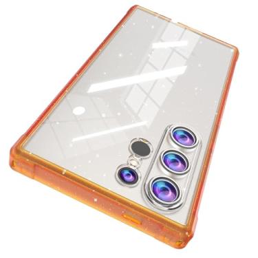 Imagem de ACKETBOX Capa para Samsung Galaxy S24 Ultra, compatível com Magsafe, Bling Sparkle, Slim TPU à prova de choque, capa protetora de corpo inteiro para mulheres e homens, laranja brilhante