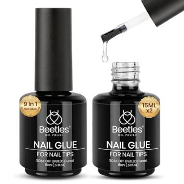 Imagem de beetles Gel Polish Esmalte Em Cola Para Unhas 9 1 Pontas De Acrílico Transparente 2 Peças 15Ml Kit Longa Duração Postiças, Base Florescente, Luz Uv Necessária