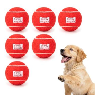Imagem de Sunraymascota Bolas de tênis para cães de 6,3 cm, pacote com 6, salto silencioso, núcleo de borracha resistente, brinquedos de busca e treinamento duráveis para brincadeiras internas/externas, para