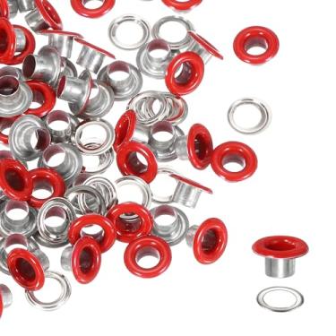 Imagem de YELARXI Kit de ilhós, ilhós de metal, kit de ilhós com arruelas 5 mm 3/40.6 cm encaixe interno redondo para (tecido/sapatos/roupas/artesanato faça você mesmo/bolsa/cinto) conjunto 250 e vermelho