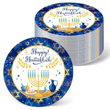 Imagem de Affrolling 24 conjuntos de porta-copos de Hanukkah para proteção de mesa com porta-copos absorventes de Hanukkah para decoração de casa e presentes de judaísmo, decoração de mesa de café de jantar, 10