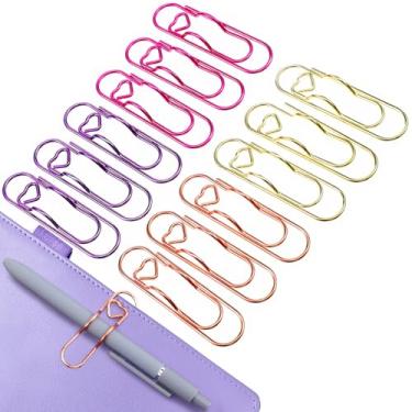 Imagem de Sibba Clipes de metal para notebook, 12 peças, clipes de caneta de liga metálica, acessórios de agenda de coração, multifuncional, suporte de canetas para diário, escritório, material escolar, ouro