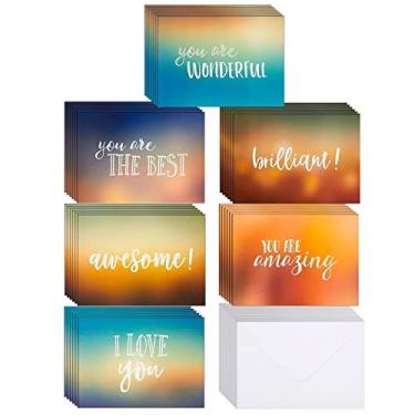 Imagem de Pacote com 36 cartões de incentivo A7 em branco com envelopes, cartões inspiradores de 12 x 18 cm com citações motivacionais, 6 designs