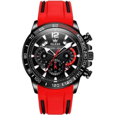 Imagem de Relógio Quartzo Impermeável Masculino Esportivo Casual Pulseira De Borracha Vermelho