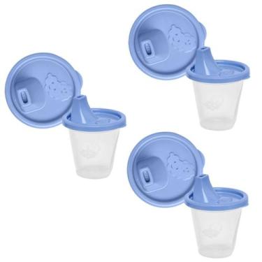 Imagem de Kit 6 Copos Infantil Azul Com Bico Dosador 245ml 10,5x8 Cm - Jaguar