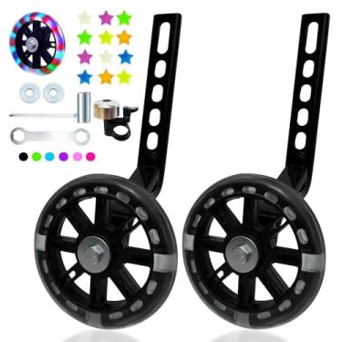 Imagem de DDJKCZ Rodas de treinamento Flash Mute Wheel Bicycle compatível com bicicletas de 12 14 16 18 20 polegadas (para 30.5-50.8 cm preto)