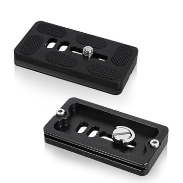 Imagem de Wokyo 2 peças de placa universal de liberação rápida PU70, adaptador de montagem para câmera, parafuso de 1/4 de polegada, liga de alumínio, 70 mm, DSLR para tripé, adaptador de cabeça esférica, placa