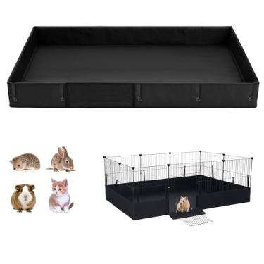 Imagem de RIBEED Forro de gaiola de porquinho da índia com gancho de uma mão e design de porta aberta, 122 cm C x 61 cm L, fundo de lona lavável à prova d'água, para grade C & C, forro de habitat de ouriço de