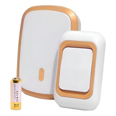 Imagem de Campainha Residencial Sem Fio, Branco, Material ABS, Alcance 100m, 32 Melodias, Volume Ajustável, Resistente à Água IP44,