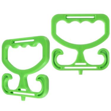 Imagem de LXUEJIE 2 peças de bolsa de supermercado, reutilizável e fácil de carregar, suporte de saco de plástico resistente, comporta 45 kg de aderência confortável para carregar sacolas de compras, sacolas de