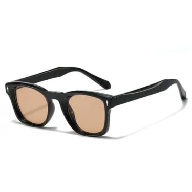 Imagem de VFDHN Óculos de sol retrô com rebites, moda feminina, tons degradê, uv400, masculino (chá preto claro)