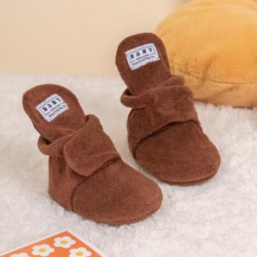Imagem de Botas de algodão para bebês, meninos, meninas, quentes, de lã, aconchegantes para uso interno, botas antiderrapantes para o inverno, sapatos para berço, Branco, 12-18 Months Toddler