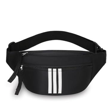 Imagem de Bolsa de cintura única masculina e feminina, bolsa de ombro transversal com alça de ombro ajustável, adequada para caminhadas, Preto, Bolsa