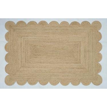 Imagem de NISGAUR Tapete de juta recortado, fibra natural, boêmio, decoração sustentável, natural/bege, 10 x 1,8 m