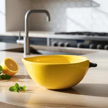 Imagem de Bowl Tigela Cumbuca Frutas Mamão Pera Abacate Limão Morango Cerâmica (Limão Siciliano)