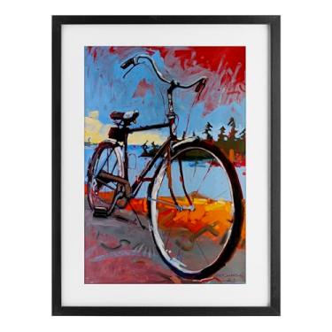 Imagem de Stupell Industries Impressão emoldurada Tonight Bicycle Journey preta sob vidro, design de Adam Swanson, 23 x 17