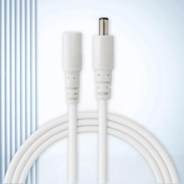 Imagem de Cabo de extensão de energia (comprimento de 3 m) – cabo DC macho para fêmea de 2,1 × 5,5 mm, cobre puro 18AWG para câmeras de segurança, compatível com dispositivos 5V/9V/12V/24V, branco