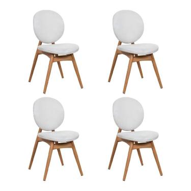 Imagem de Kit 4 Cadeiras De Jantar Lotus Estrutura Aço Carbono Laminado Natural Com Estofado Linho Cru