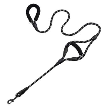 Imagem de Coleira para animais de estimação de 1,5 m/1,8 m, perfurador à prova de explosão, gancho de metal de rotação de 360°, adequado para cães, com tira refletiva, versão de corda redonda/plana, equipamento