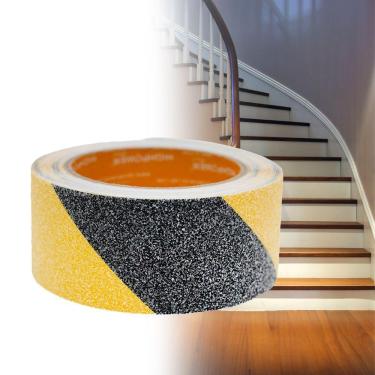 Imagem de Fita Antiderrapante Autoadesiva Segurança Lixa Escada 5 Mts 50mm Amarelo E Preto