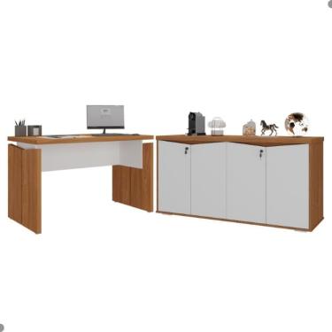 Imagem de Mesa Para Escritório E Balcão 4 Portas Conde Freijó Branco