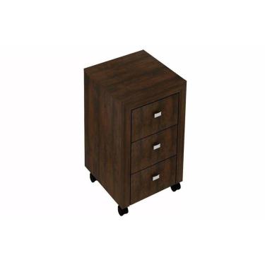 Imagem de Multiuso Escritório Me4108 C/ 3 Gavetas E Rodízios Rústico - Tecno Mobili