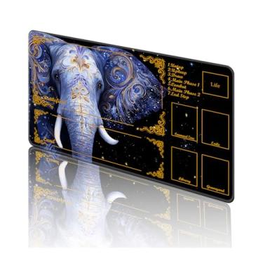 Imagem de TOEMZTFT Tapete de brinquedo para MTG, com bolsas de armazenamento grátis, tapete de jogo 61 x 35,5 cm, TCG e tapete de jogo de tabuleiro para cartas, tapetes de mesa de mousepad, elefante cósmico