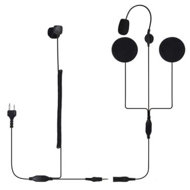 Imagem de Fone de ouvido para capacete Walkie Talkie de 2 pinos, kit de fone de ouvido completo para motocicleta, microfone boom com fio, intercomunicador, peça para rádio Midland gxt1000g t51a btr1 gxt lxt