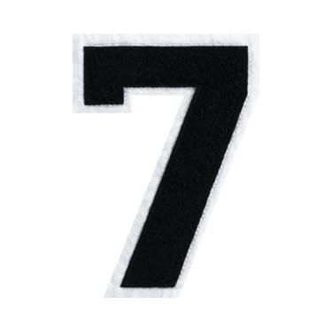 Imagem de 1 peça de patch de número de chenille preto de 11,4 cm com borda branca – Remendos do alfabeto para roupas, jaquetas, mochilas, chapéus para decoração personalizada, nome personalizado e artesanato
